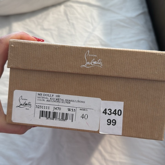 BRAND NEW IN BOX LOUBOUTIN DOLLY 100 iridescent embossed heel mule sandals - Picture 6 of 6